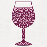 Delightful Damask Wine Glass
