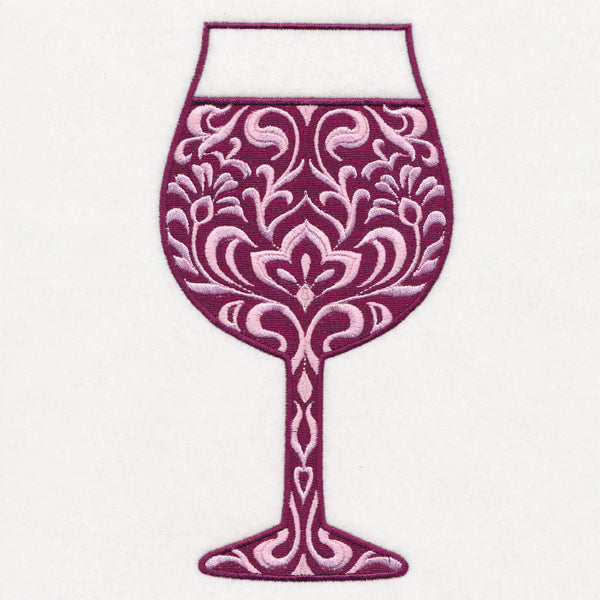 Delightful Damask Wine Glass