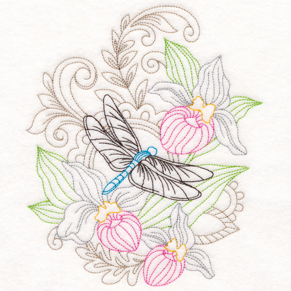 Dragonfly & Orchid (Vintage)