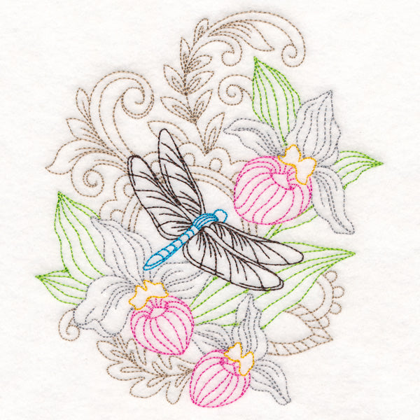 Dragonfly & Orchid (Vintage)