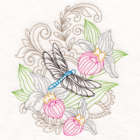 Dragonfly & Orchid (Vintage)