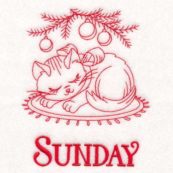Meowy Christmas on Sunday (Redwork)