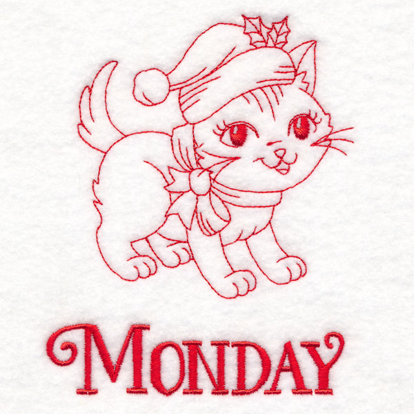 Meowy Christmas on Monday (Redwork)