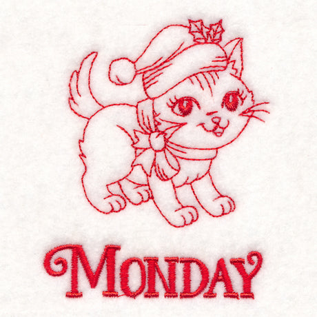 Meowy Christmas on Monday (Redwork)
