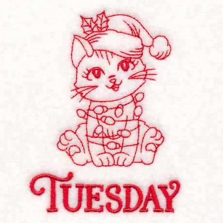Meowy Christmas on Tuesday (Redwork)