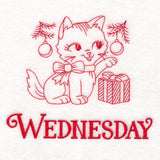 Meowy Christmas on Wednesday (Redwork)