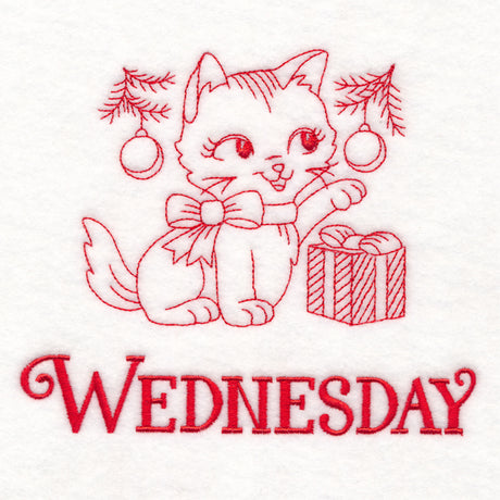 Meowy Christmas on Wednesday (Redwork)