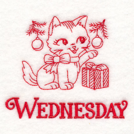 Meowy Christmas on Wednesday (Redwork)