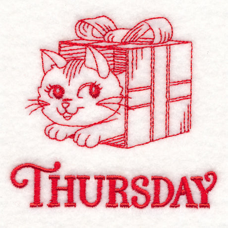 Meowy Christmas on Thursday (Redwork)