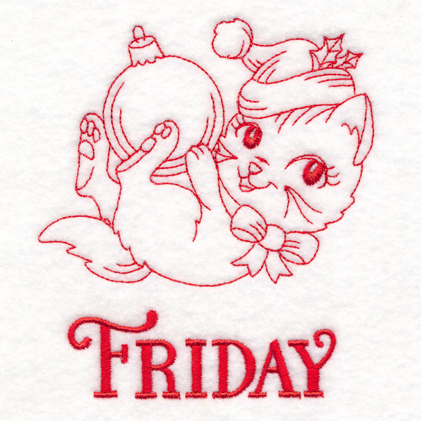 Meowy Christmas on Friday (Redwork)