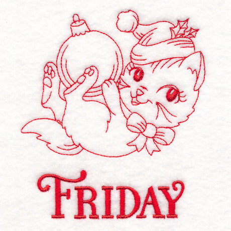 Meowy Christmas on Friday (Redwork)