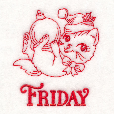 Meowy Christmas on Friday (Redwork)