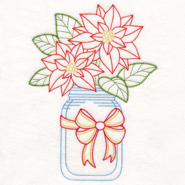 Merry Mason Jar - Poinsettia