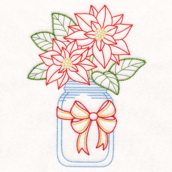 Merry Mason Jar - Poinsettia