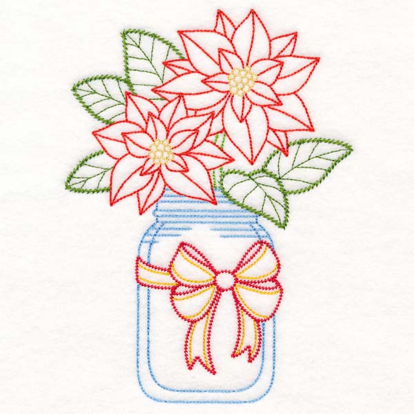 Merry Mason Jar - Poinsettia