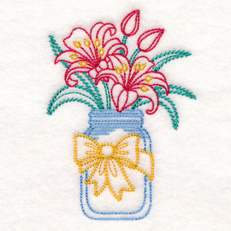 Merry Mason Jar - Scarlet Lilies