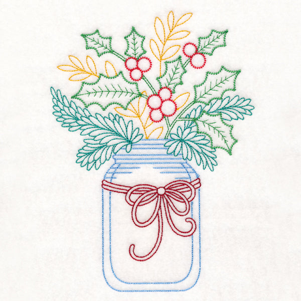 Merry Mason Jar - Holly and Berries