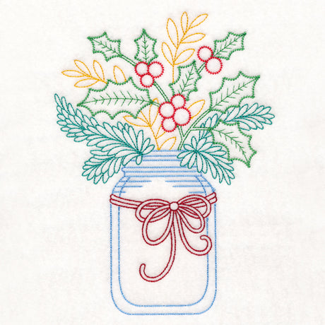 Merry Mason Jar - Holly and Berries