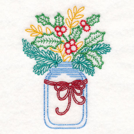 Merry Mason Jar - Holly and Berries