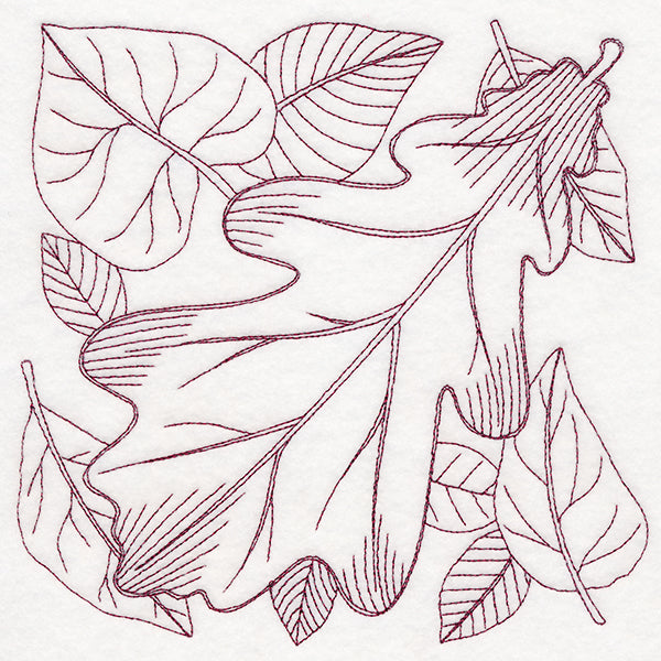Autumn Bounty Quilting Square - Oak Leaf (Double Run)