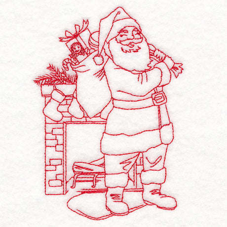 Home for Christmas - Toy Delivery (Redwork)