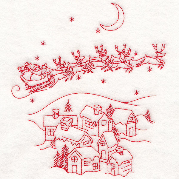 Home for Christmas - Santa's Flight (Redwork)