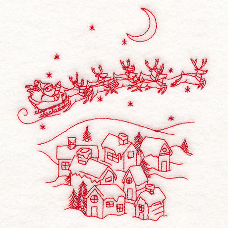 Home for Christmas - Santa's Flight (Redwork)