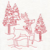 Home for Christmas - Reindeer Scene (Redwork)