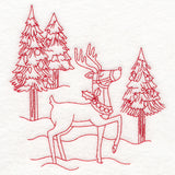 Home for Christmas - Reindeer Scene (Redwork)