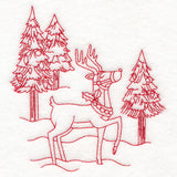 Home for Christmas - Reindeer Scene (Redwork)