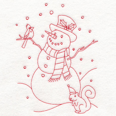 Home for Christmas - Snowman Scene (Redwork)