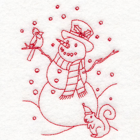 Home for Christmas - Snowman Scene (Redwork)