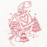 Home for Christmas - Gingerbread House (Redwork)