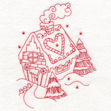 Home for Christmas - Gingerbread House (Redwork)
