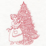 Home for Christmas - Mrs. Claus Decorating (Redwork)