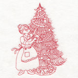 Home for Christmas - Mrs. Claus Decorating (Redwork)