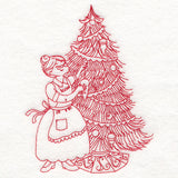 Home for Christmas - Mrs. Claus Decorating (Redwork)