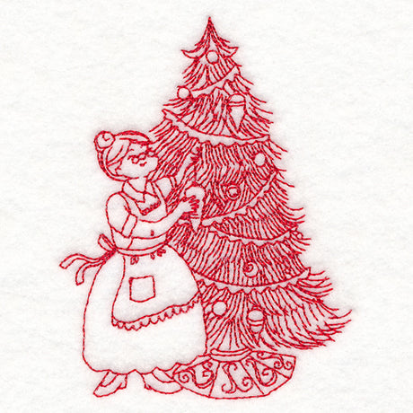 Home for Christmas - Mrs. Claus Decorating (Redwork)