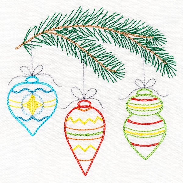 Homespun Pine Bough and Ornaments