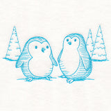 Wintertide Penguin Etching