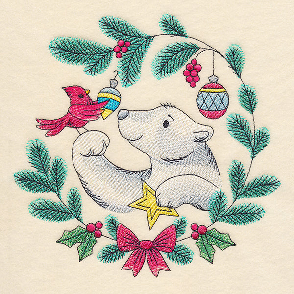 Merry Polar Bear & Cardinal in Watercolor