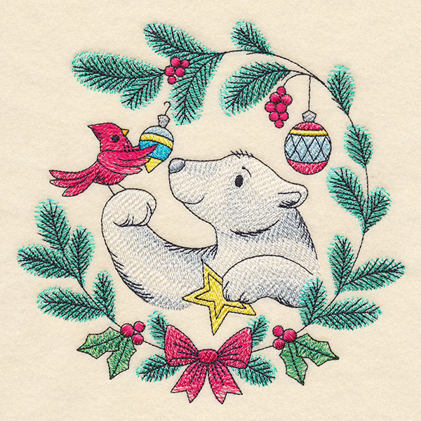 Merry Polar Bear & Cardinal in Watercolor