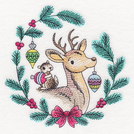Merry Deer & Chipmunk in Watercolor