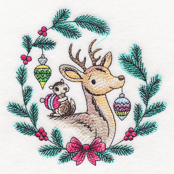 Merry Deer & Chipmunk in Watercolor