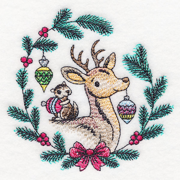 Merry Deer & Chipmunk in Watercolor