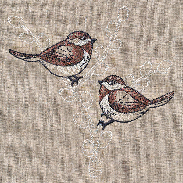 Cheery Chickadees on Branches