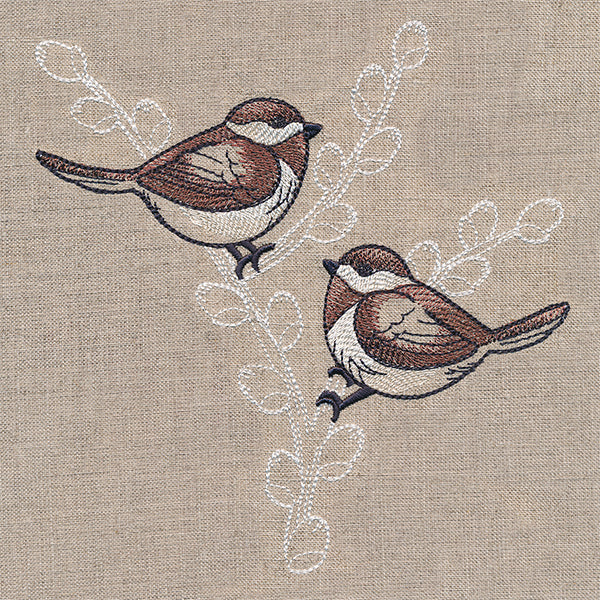 Cheery Chickadees on Branches