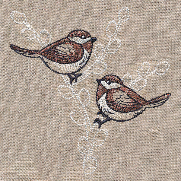 Cheery Chickadees on Branches