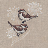 Cheery Chickadees on Flower Stems