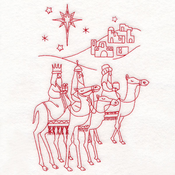 Holy Night Nativity - Three Wise Men (Redwork)